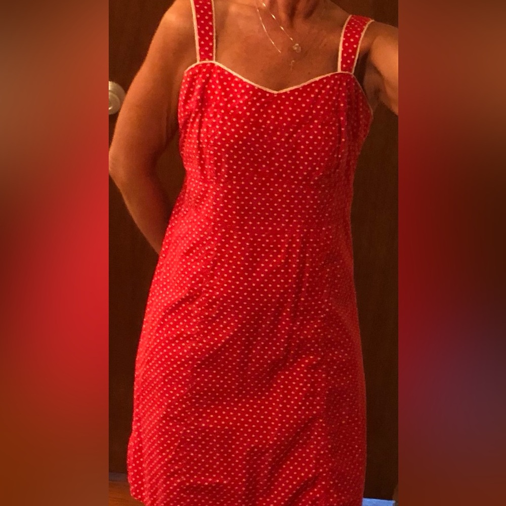 Faded Glory red with white dots summer dress